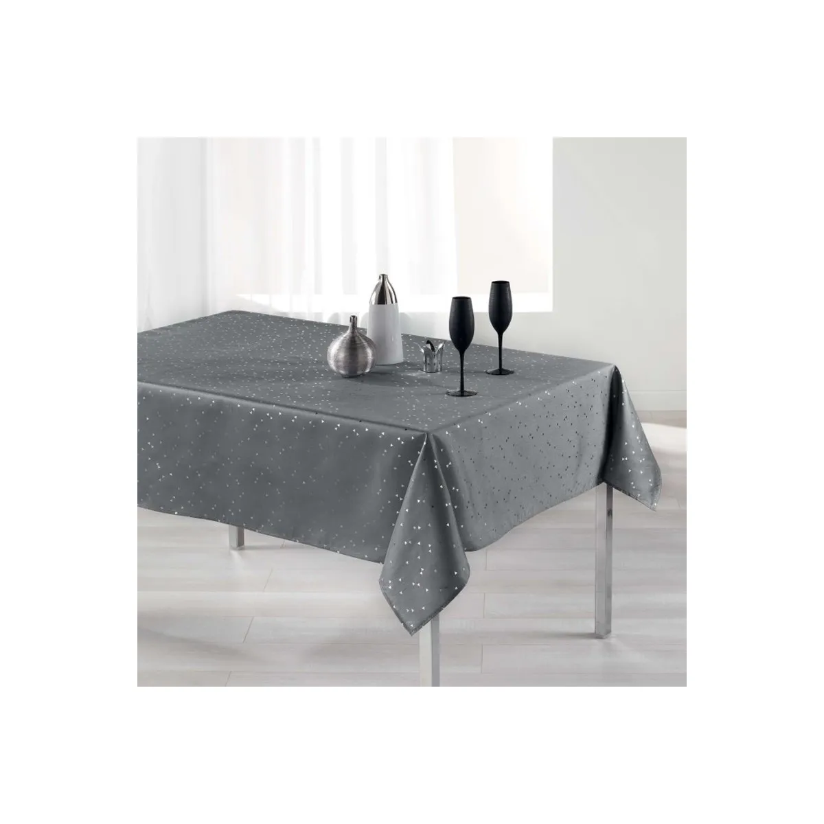 Nappe Rectangulaire Imprimée "shantung" 150x300cm Gris