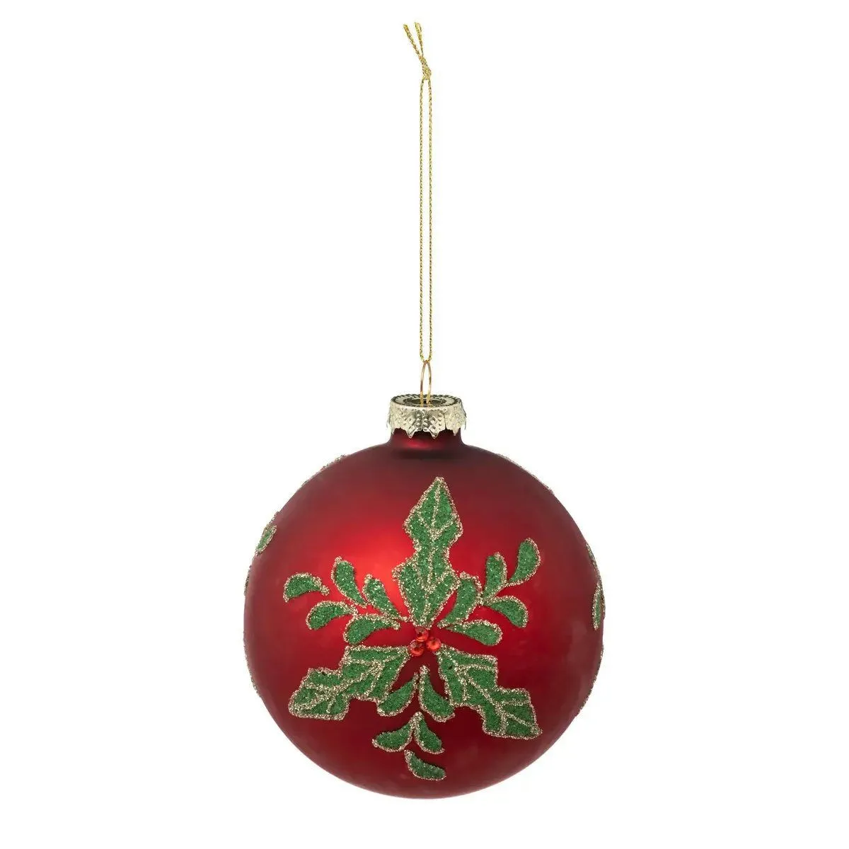 Boule De Noël Houx Rouge Mat 100mm - Feeric Lights & Christmas