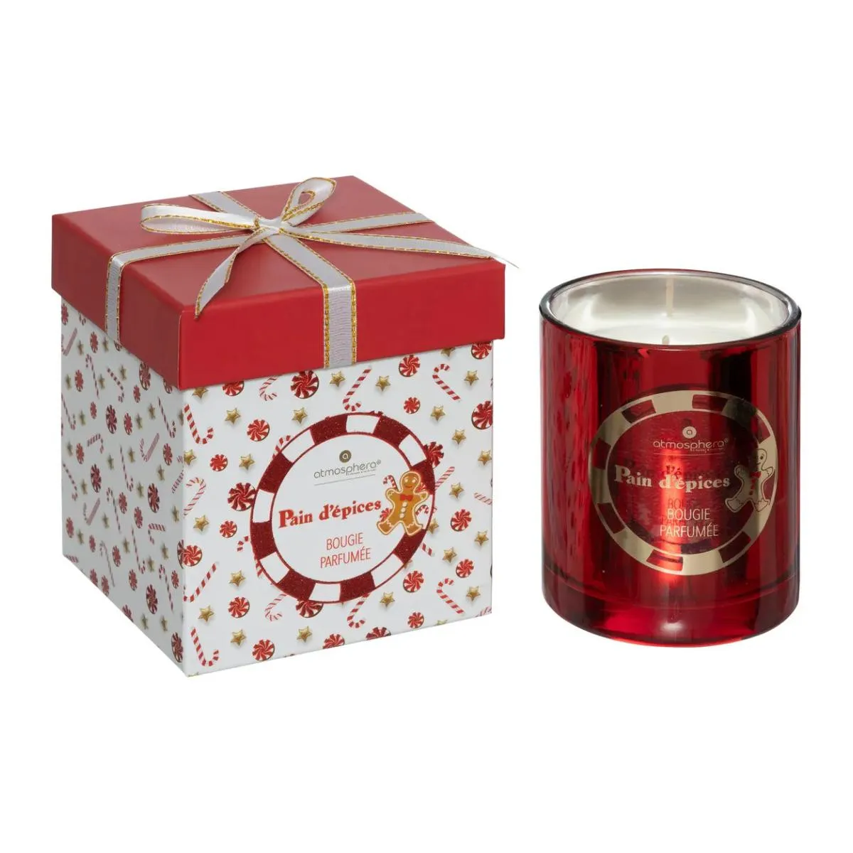 Bougie Parfumée 210 Gr Avec Pot Verre Imprimé Pain D'épice - Feeric Lights & Christmas