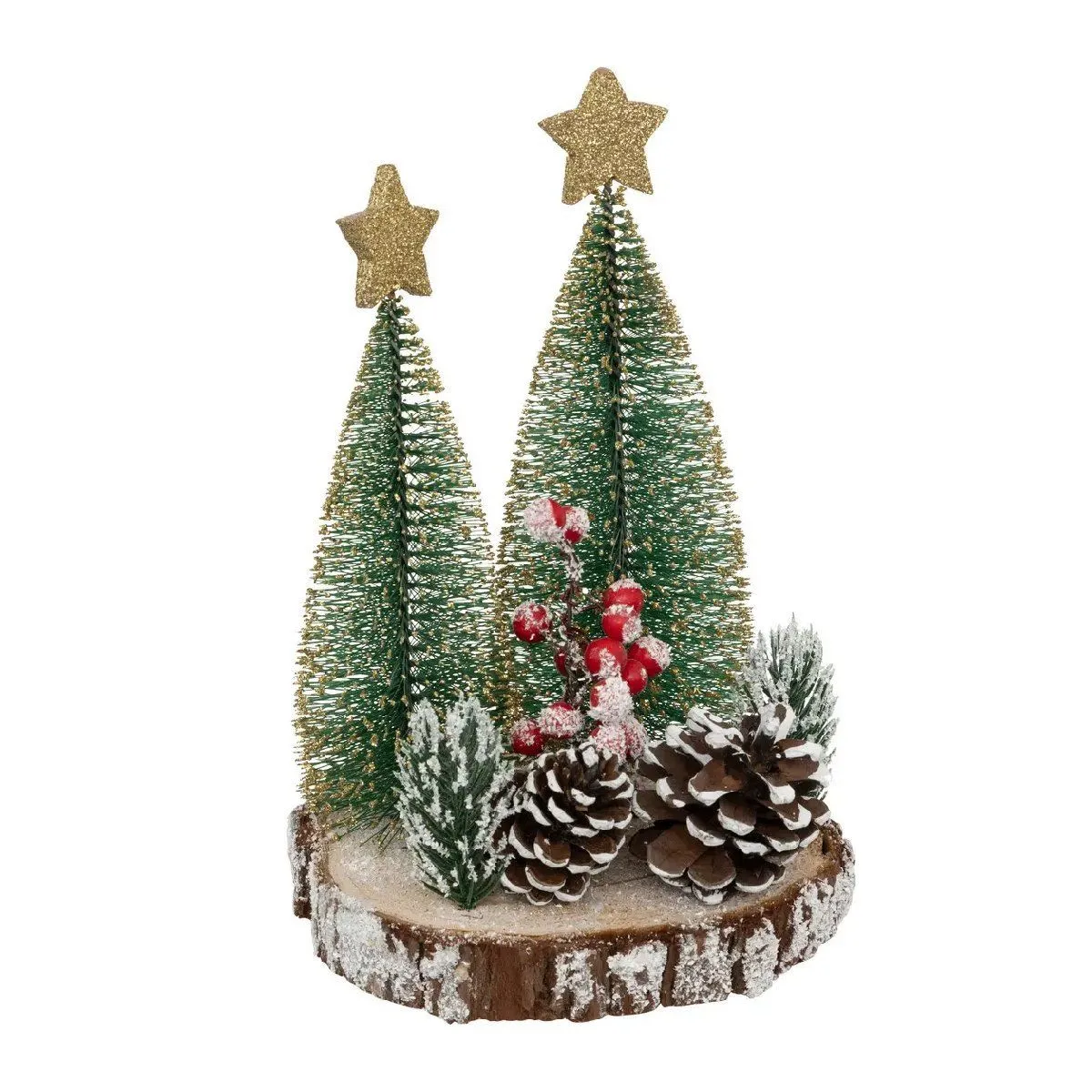 Sapin De Table Composition Sur Rondin 21cm - Feeric Lights & Christmas