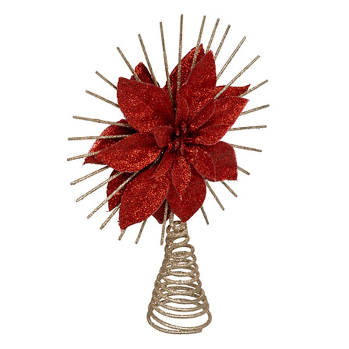Cimier De Sapin Poinsettia En Métal H. 25 Cm - Feeric Lights & Christmas