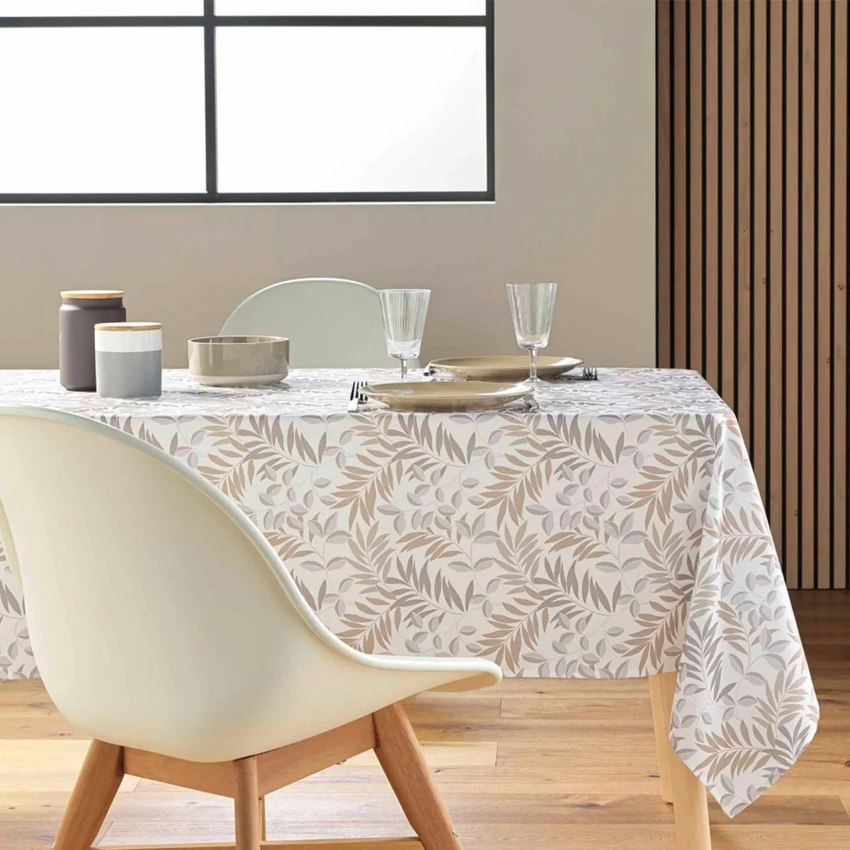 Nappe Antitache Imprimé "nedelia" 145x240cm Naturel