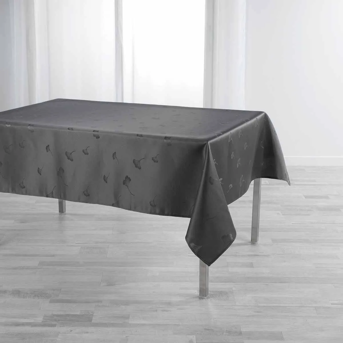 Nappe Imprimé Jacquard "ophélie" 140x250cm Anthracite