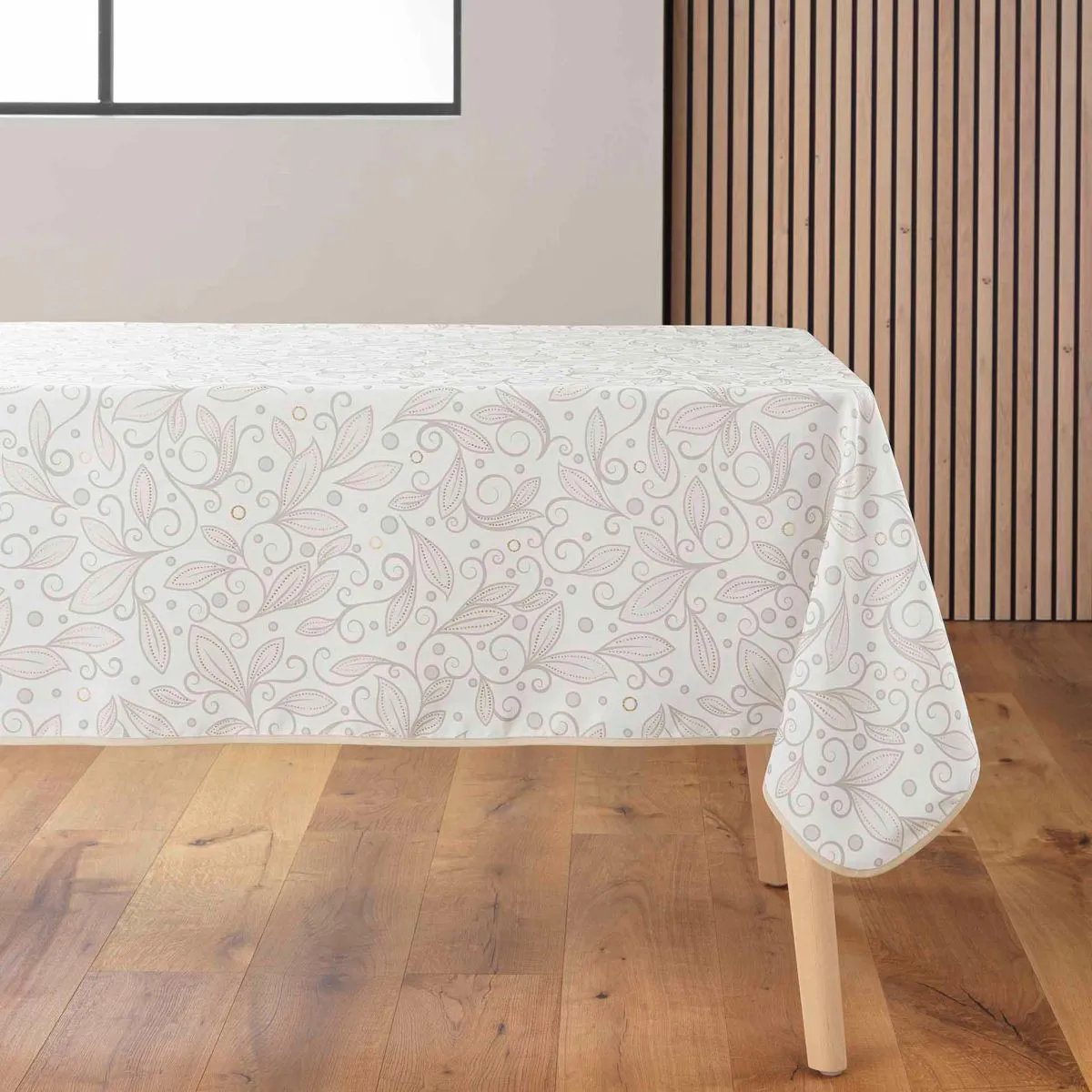Nappe Antitache Imprimé "leya" 145x240cm Naturel
