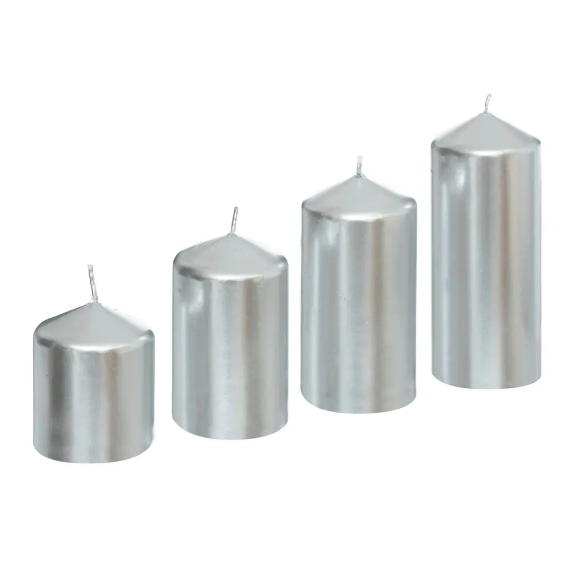 Lot De 4 Bougies De L'avent En Satin Argenté 505 G - Feeric Lights & Christmas