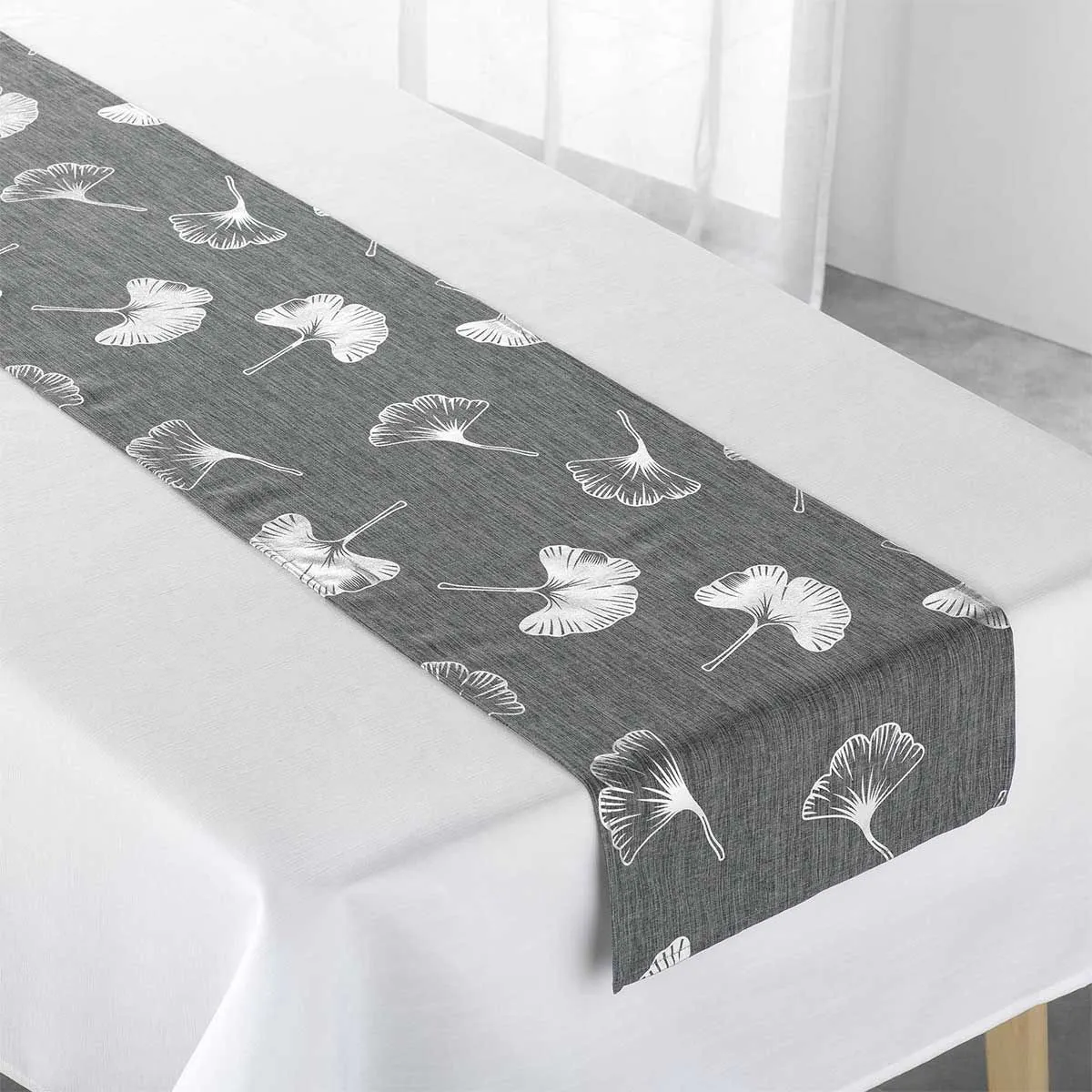 Nappe & Chemin de Table "Euphoria" 140x250cm Gris & Argent