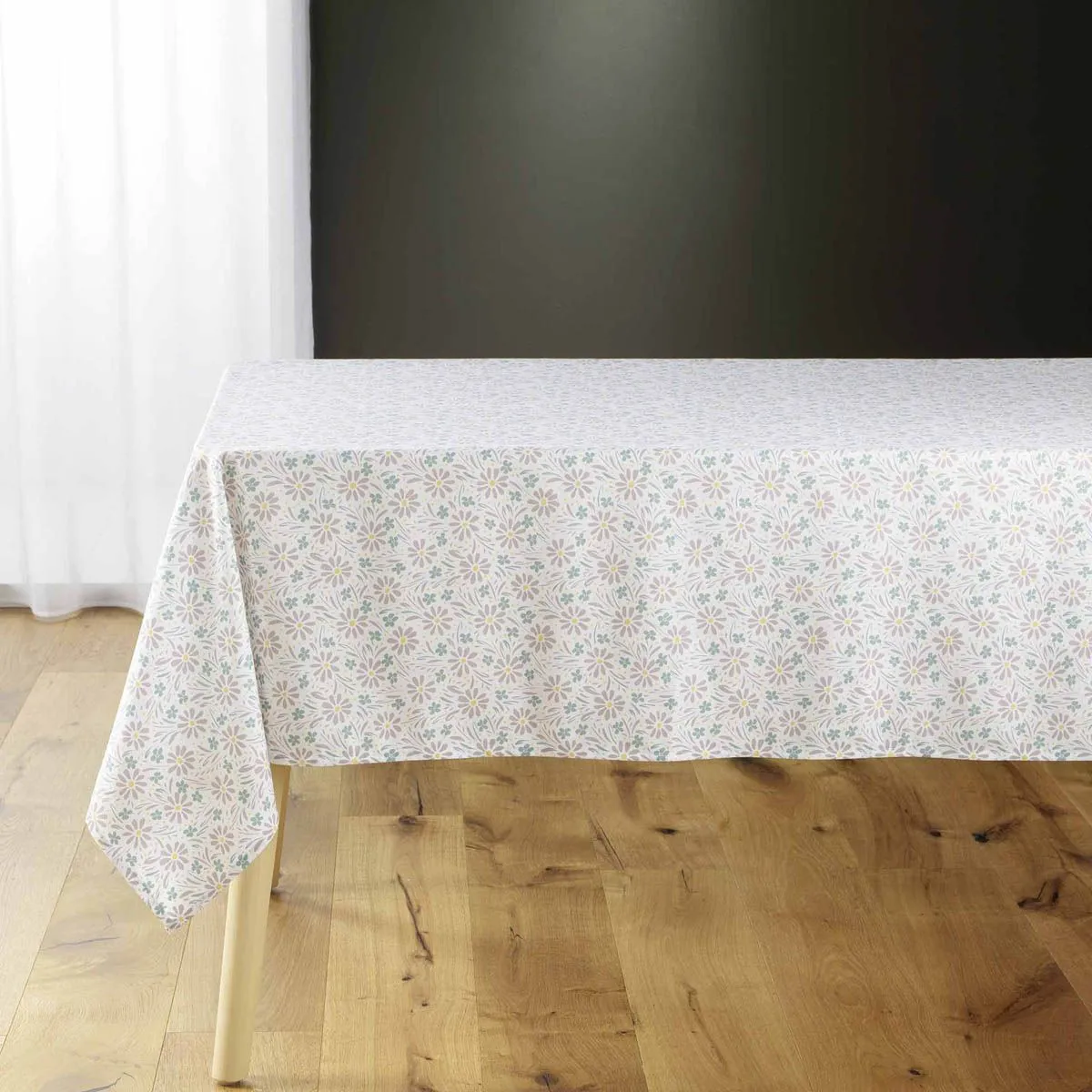 Nappe Microfibre Imprimé "florelle" 140x240cm Taupe