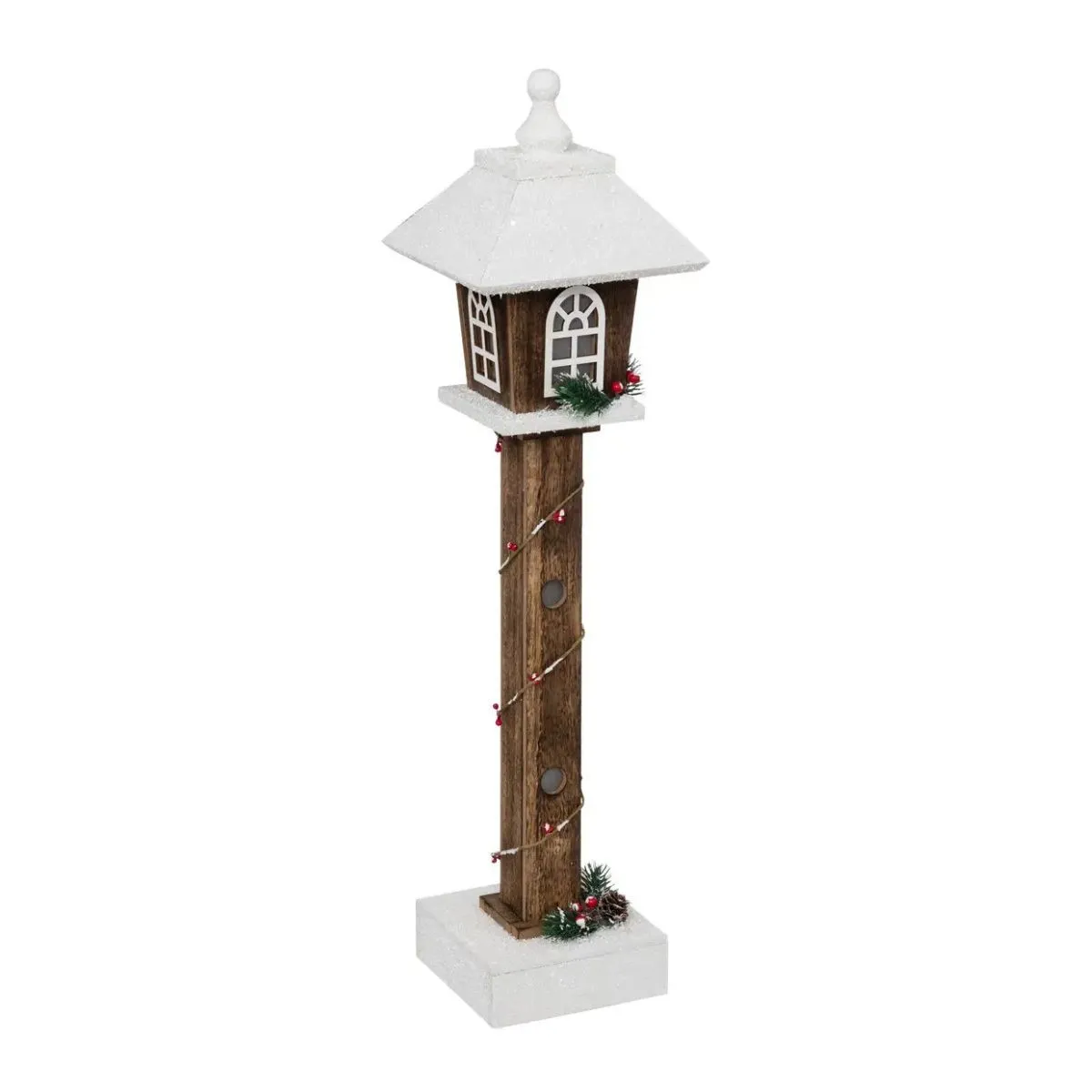 Bois Lanterne Neige Led 60cm - Feeric Lights & Christmas