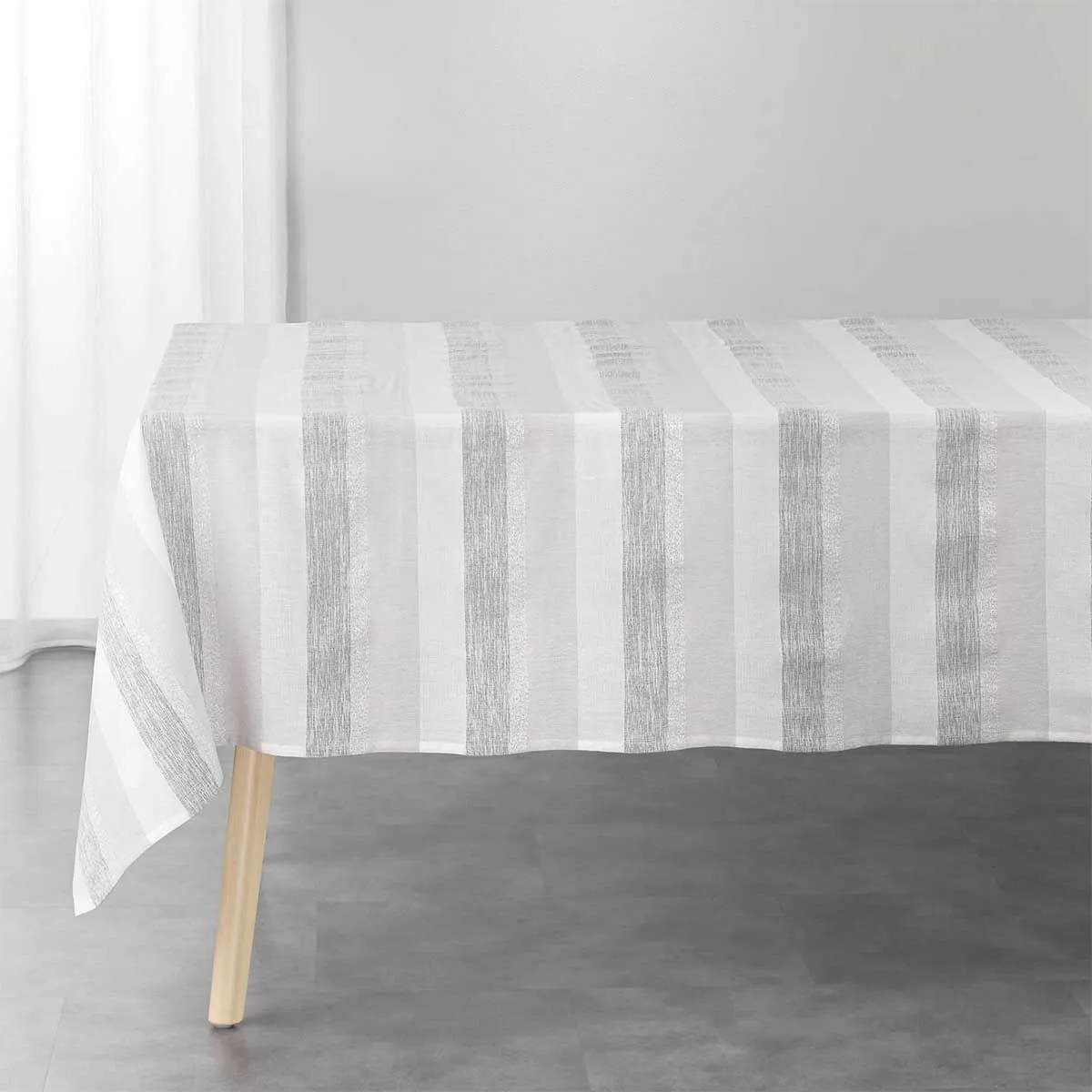 Nappe En Coton Tissée "eldora" 140x240cm Argent