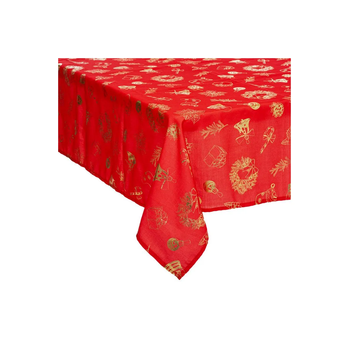 Nappe De Noël "marché De Noël" Motifs Dorés 140x360cm - Feeric Lights & Christmas