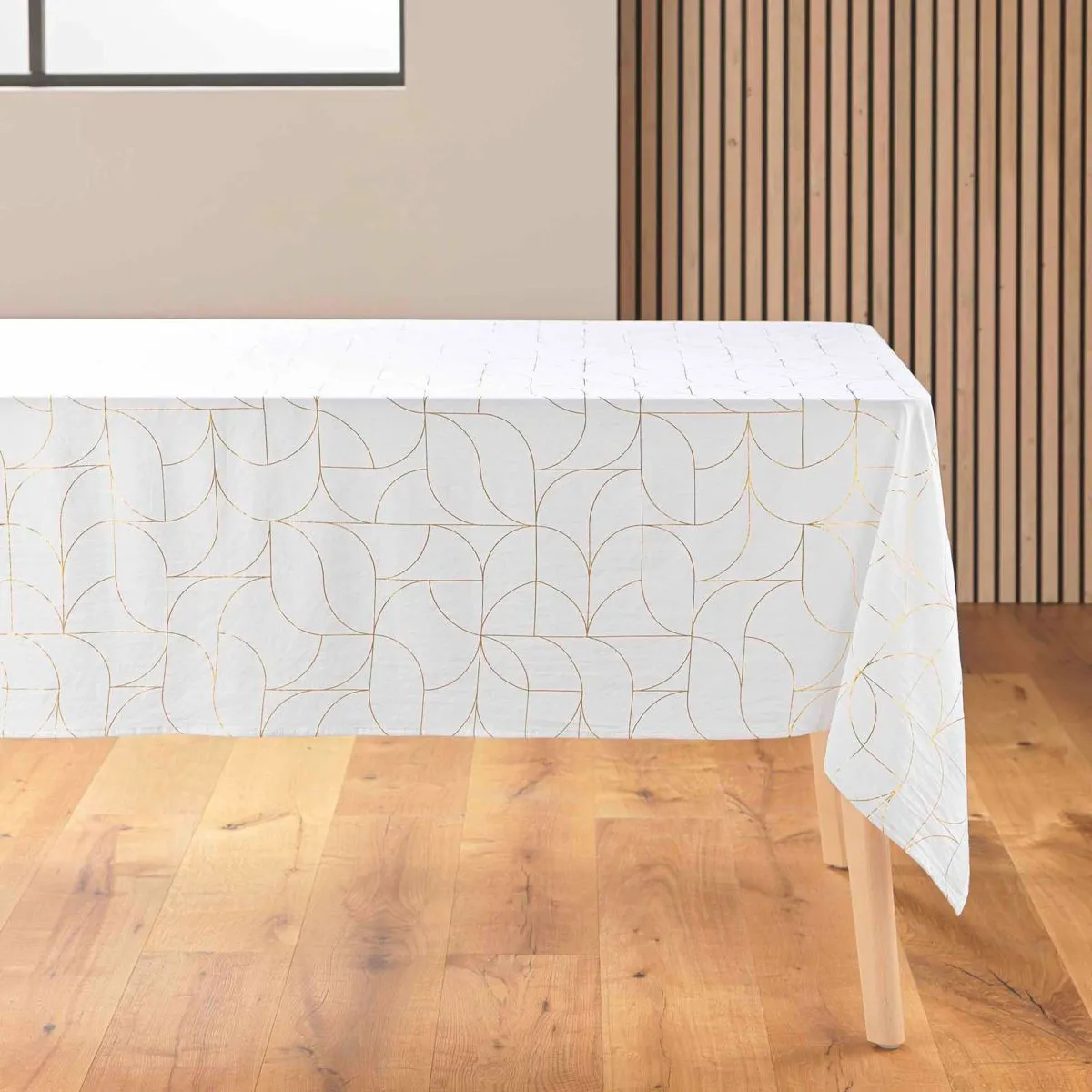 Nappe Antitache "louxor" 140x240cm Blanc & Or
