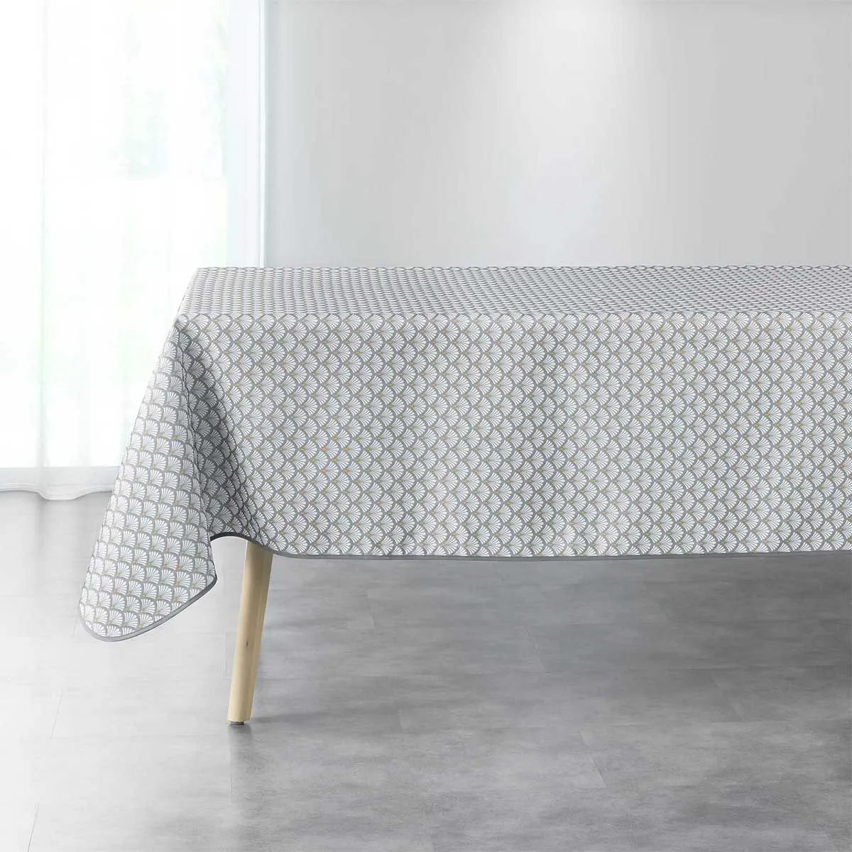 Nappe Imprimée "art Chic" 150x240cm Gris & Blanc