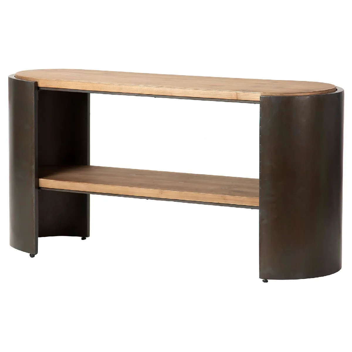 Console en métal et bois brun noir - 119 x 38 x 61 cm