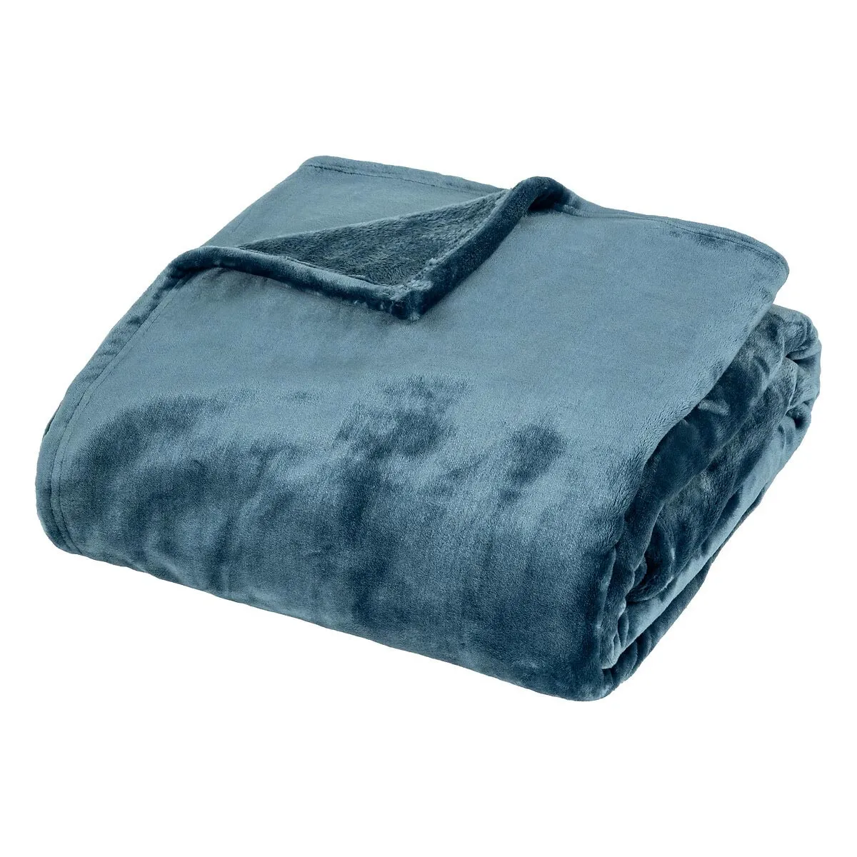 Plaid flanelle Cuddly bleu égéen 180x230cm - Atmosphera Créateur d'intérieur