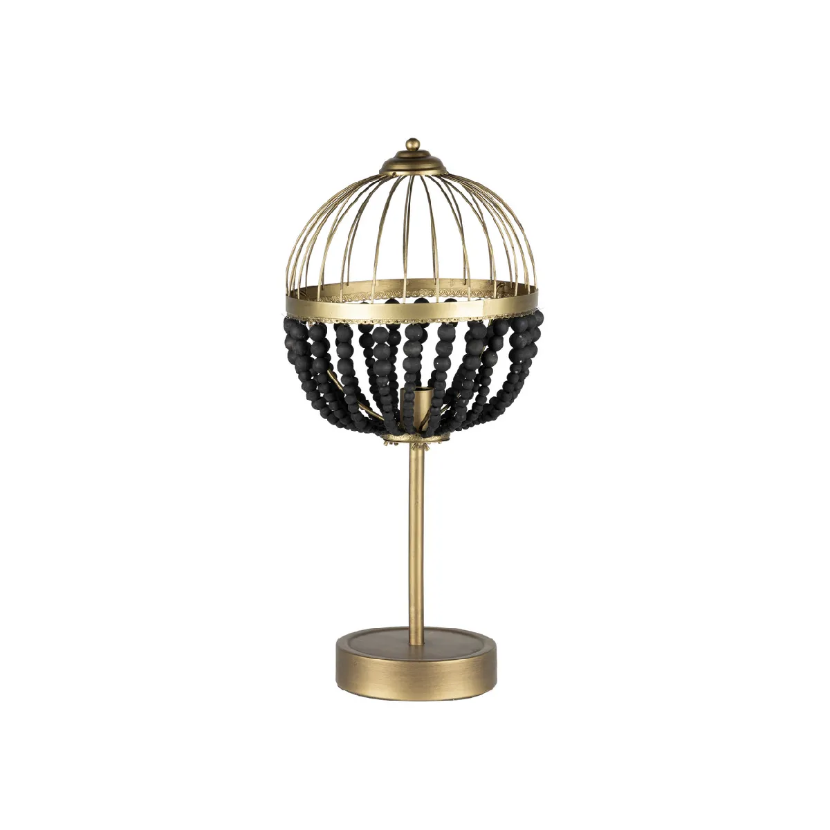 Lampe de table avec boules en métal et en bois 32 x 32 x 70 cm