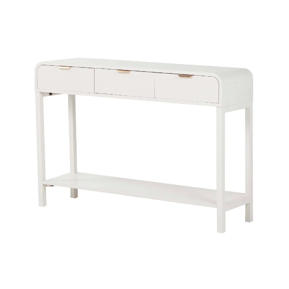 Console en MDF de pin blanc et doré - 110 x 32 x 75 cm