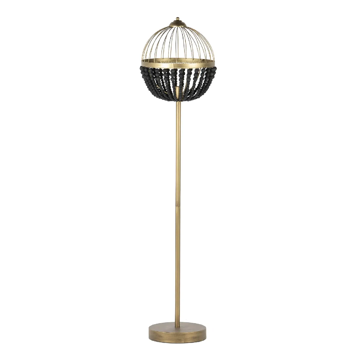 Lampadaire avec boules en métal et en bois 36 x 36 x 160 cm
