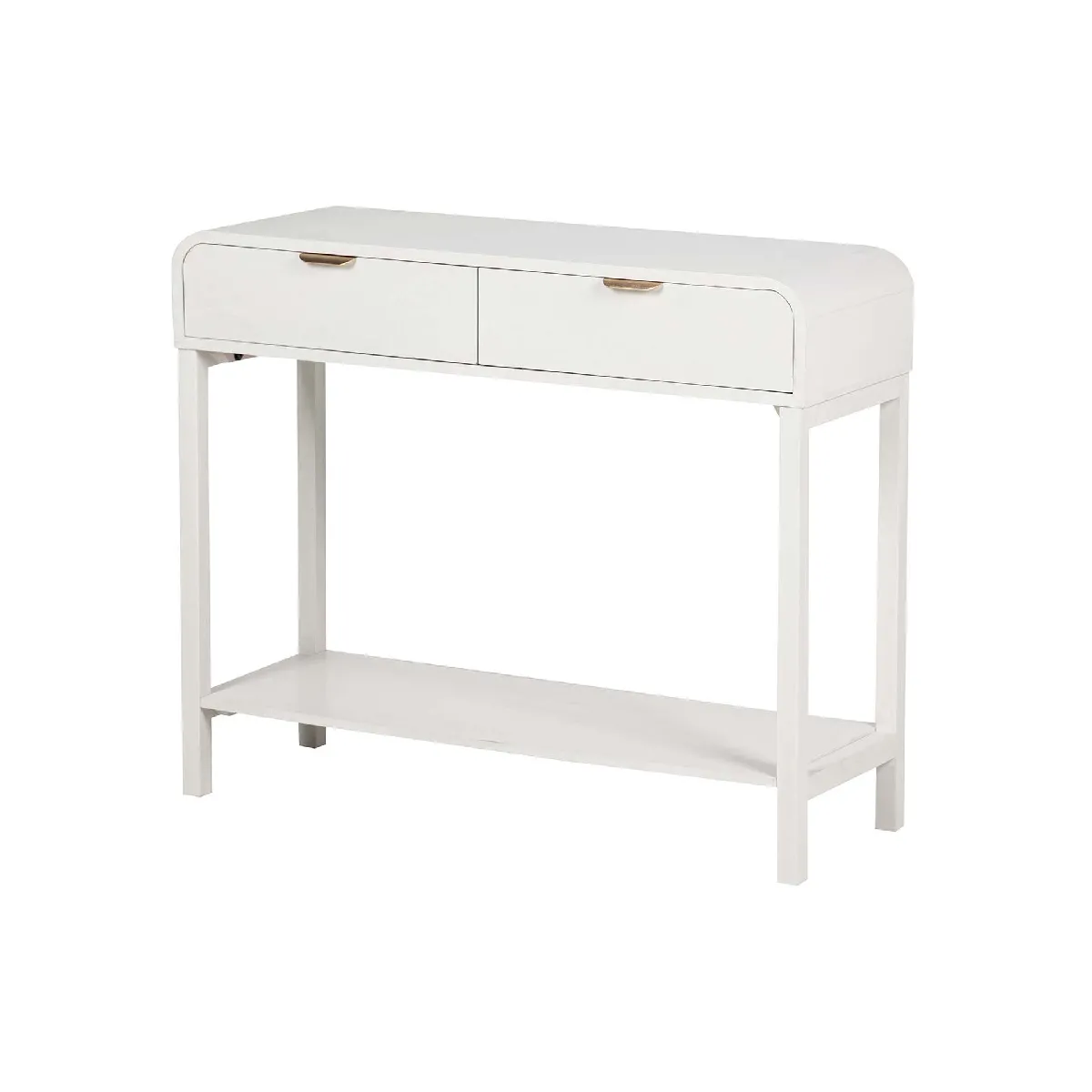 Console en MDF de pin blanc et doré - 90 x 32 x 75 cm