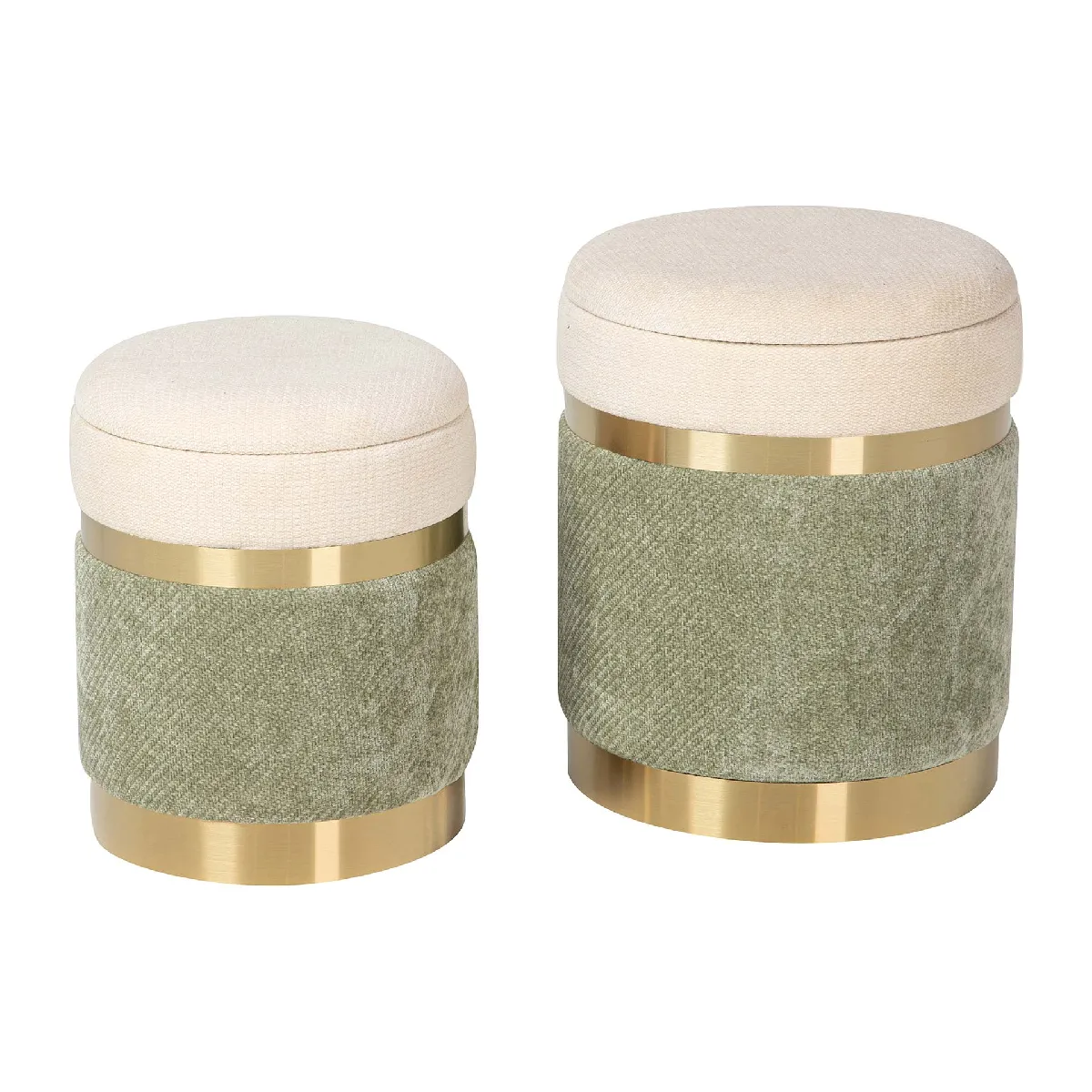 Lot de 2 poufs en velours 36x36x44 - 31x31x38 cm