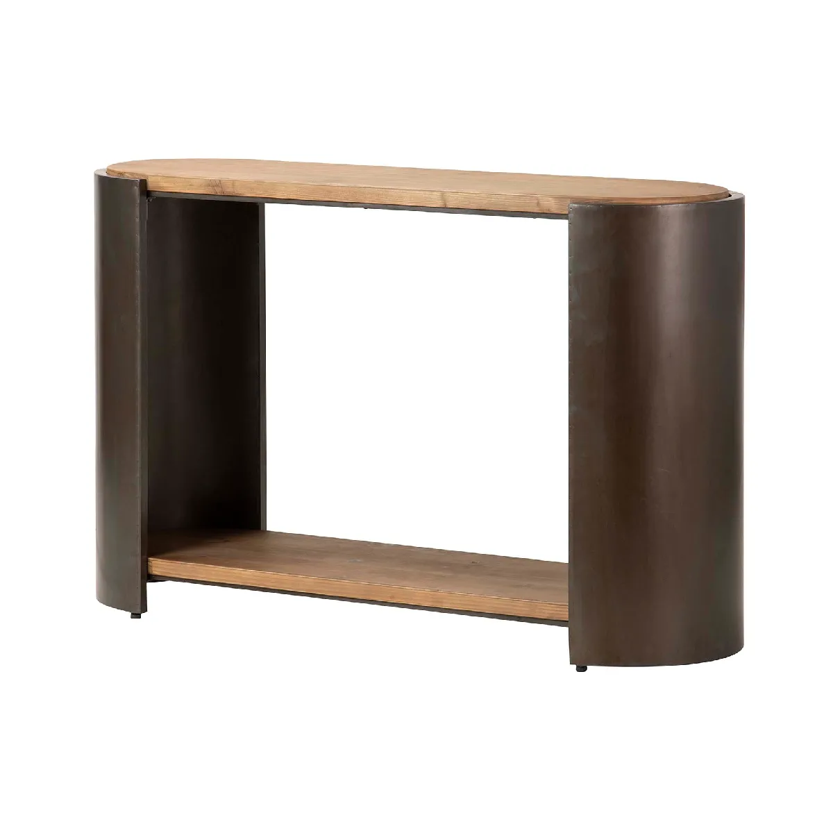 Console, bois, métal, marron, noir - 120 x 38 x 76 cm