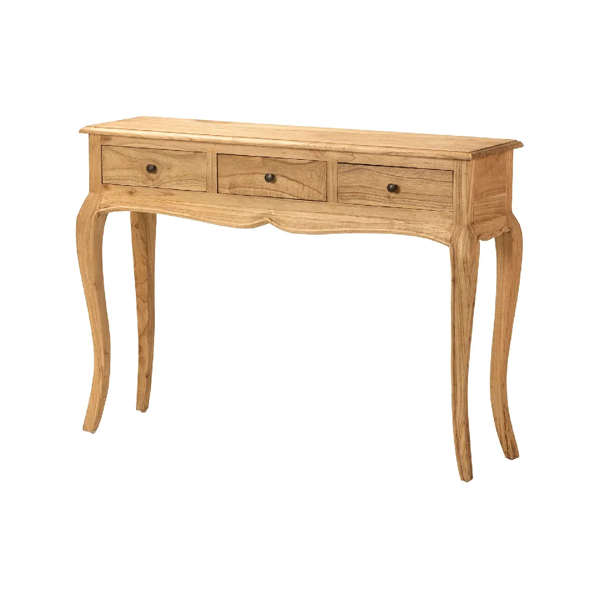 Console à 3 tiroirs, bois de mindi brun - 110 x 30 x 80 cm
