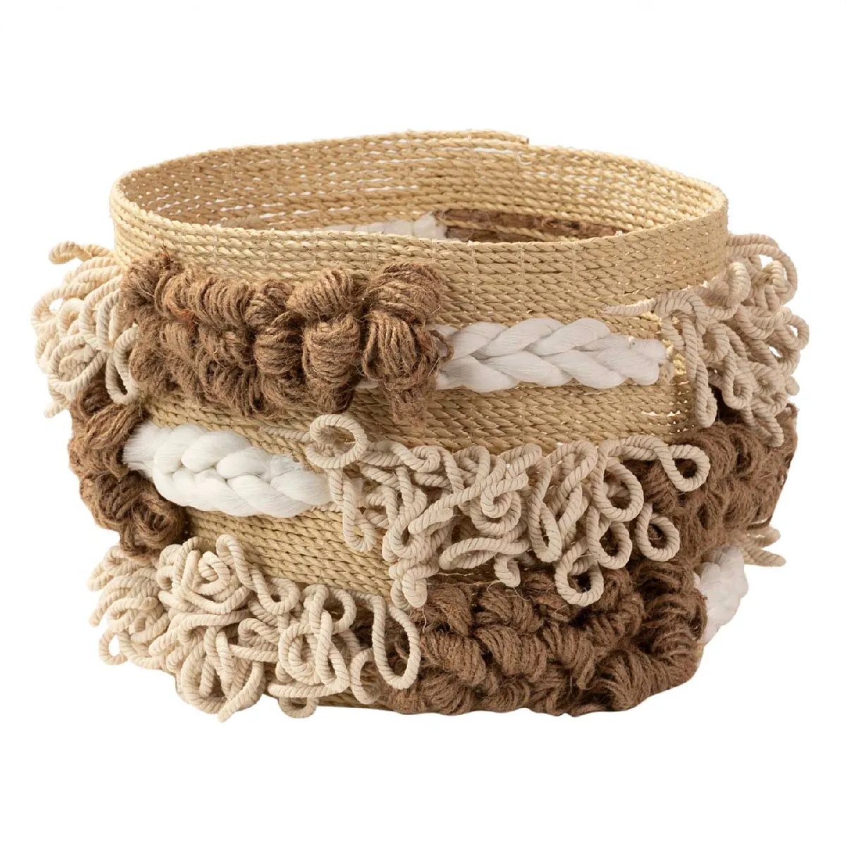 Panier en coton et algues naturelles 26 x 26 x 27 cm