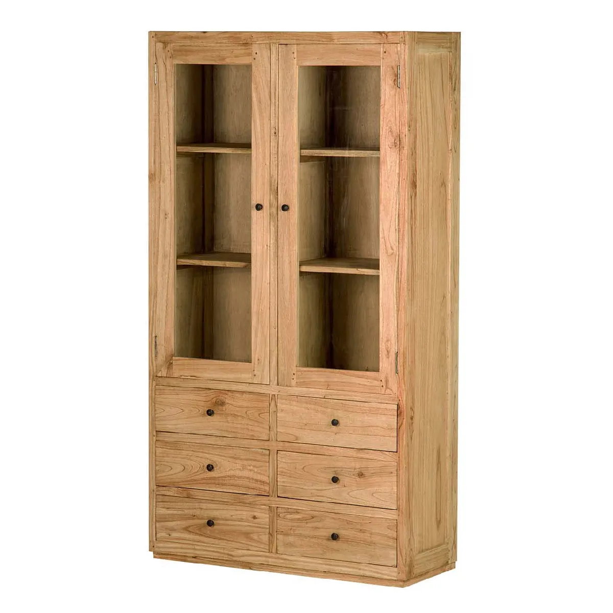 Meuble en bois de mindi et verre brun - 100 x 40 x 185 cm