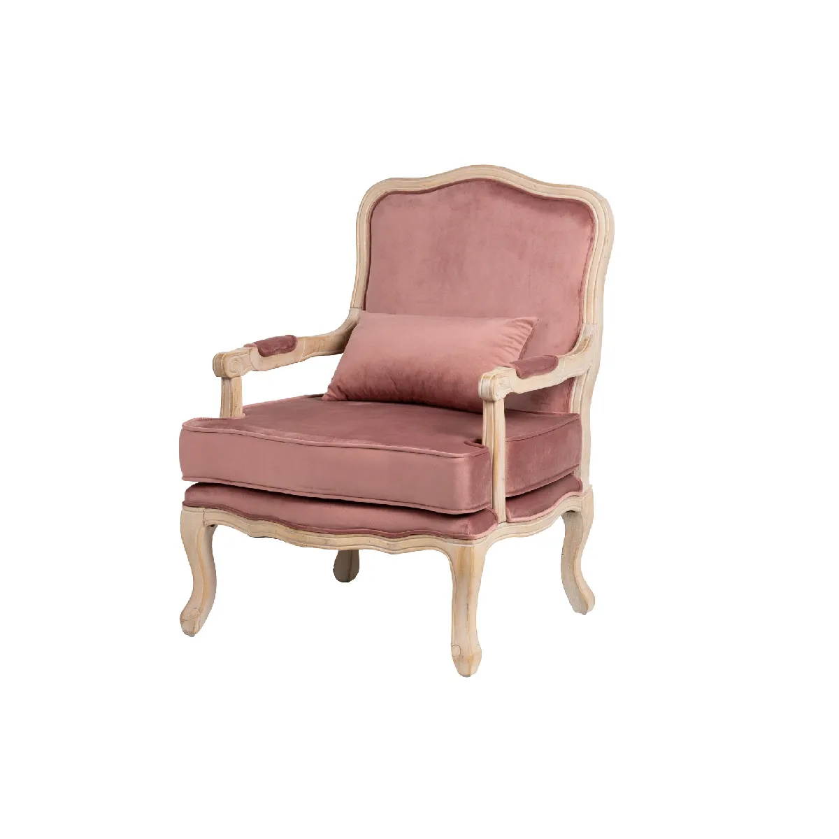 Fauteuil en velours couleur bois de pêcher - 64 x 72 x 92 cm