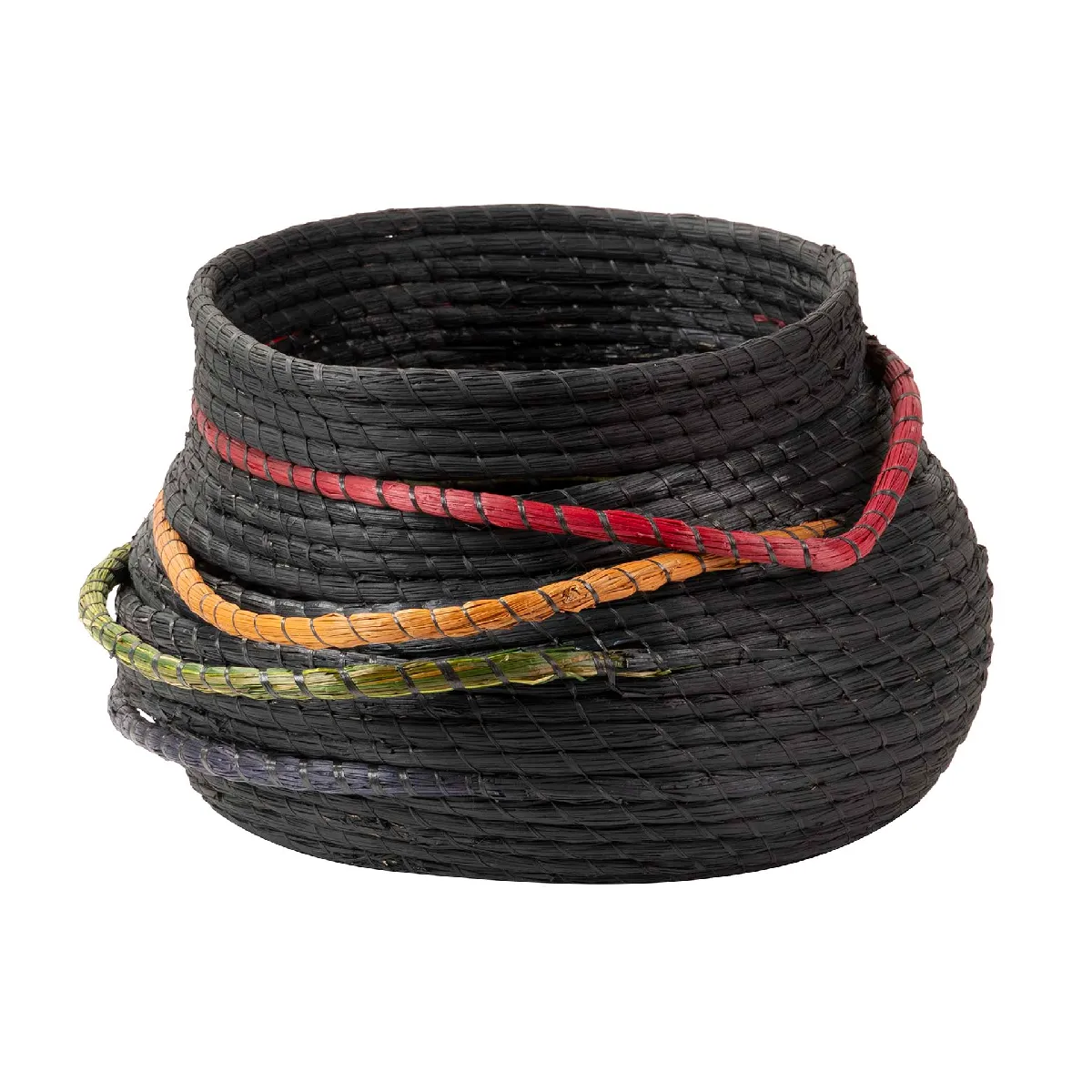 Panier en fibre naturelle noire 48 x 48 x 36 cm