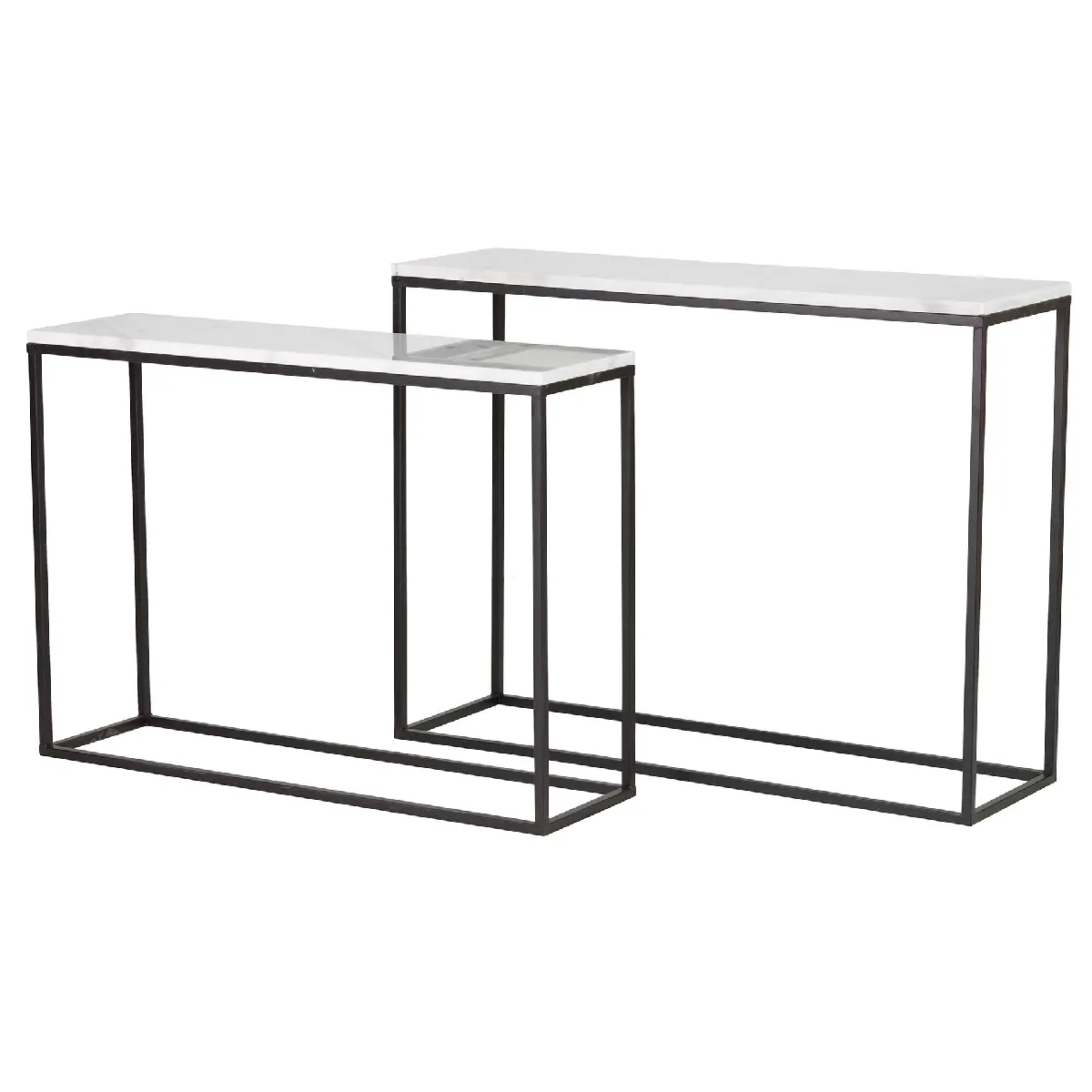 Ensemble de 2 consoles en métal effet marbre 100x30x75 - 91x26x66cm