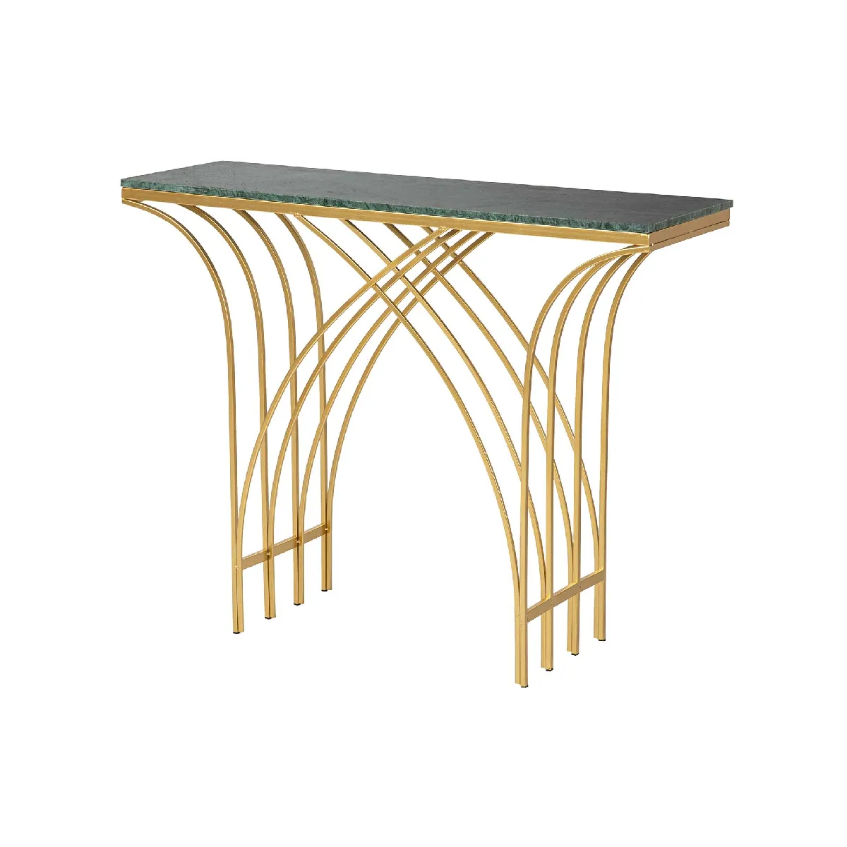 Console en métal et marbre vert - 104 x 30 x 79 cm