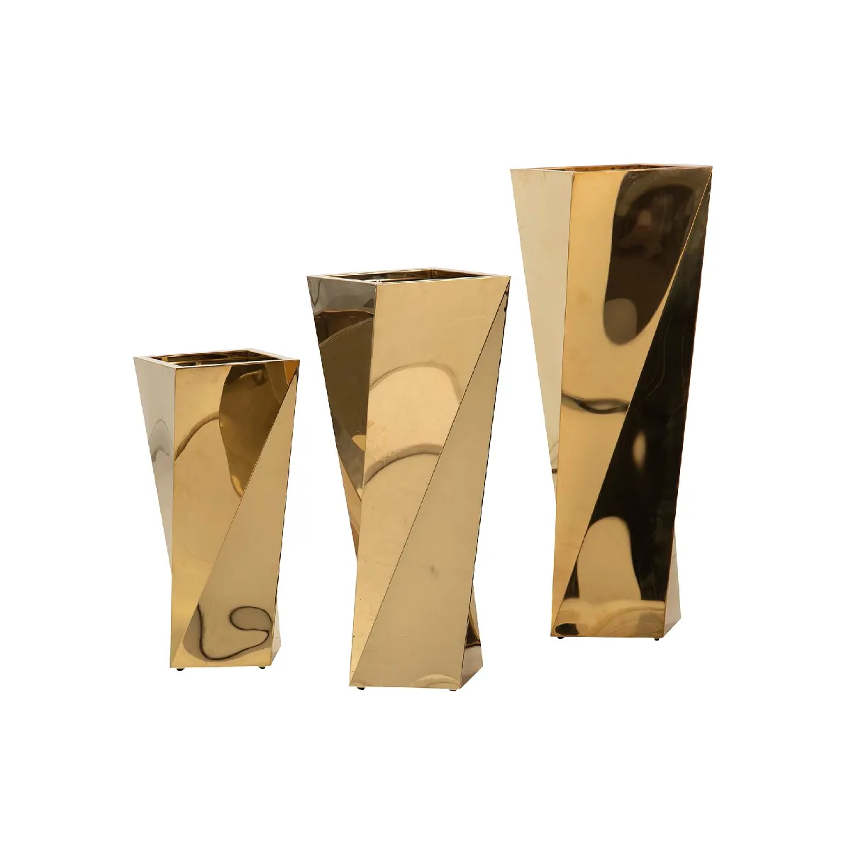Ensemble de 3 pots de fleurs 36x36x110 33x33x90 30x30x70 cm