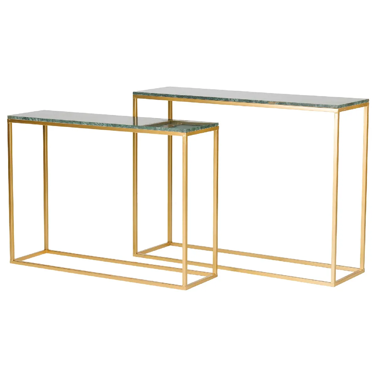 Ensemble de 2 consoles en métal effet marbre 100x30x75 - 91x26x66cm