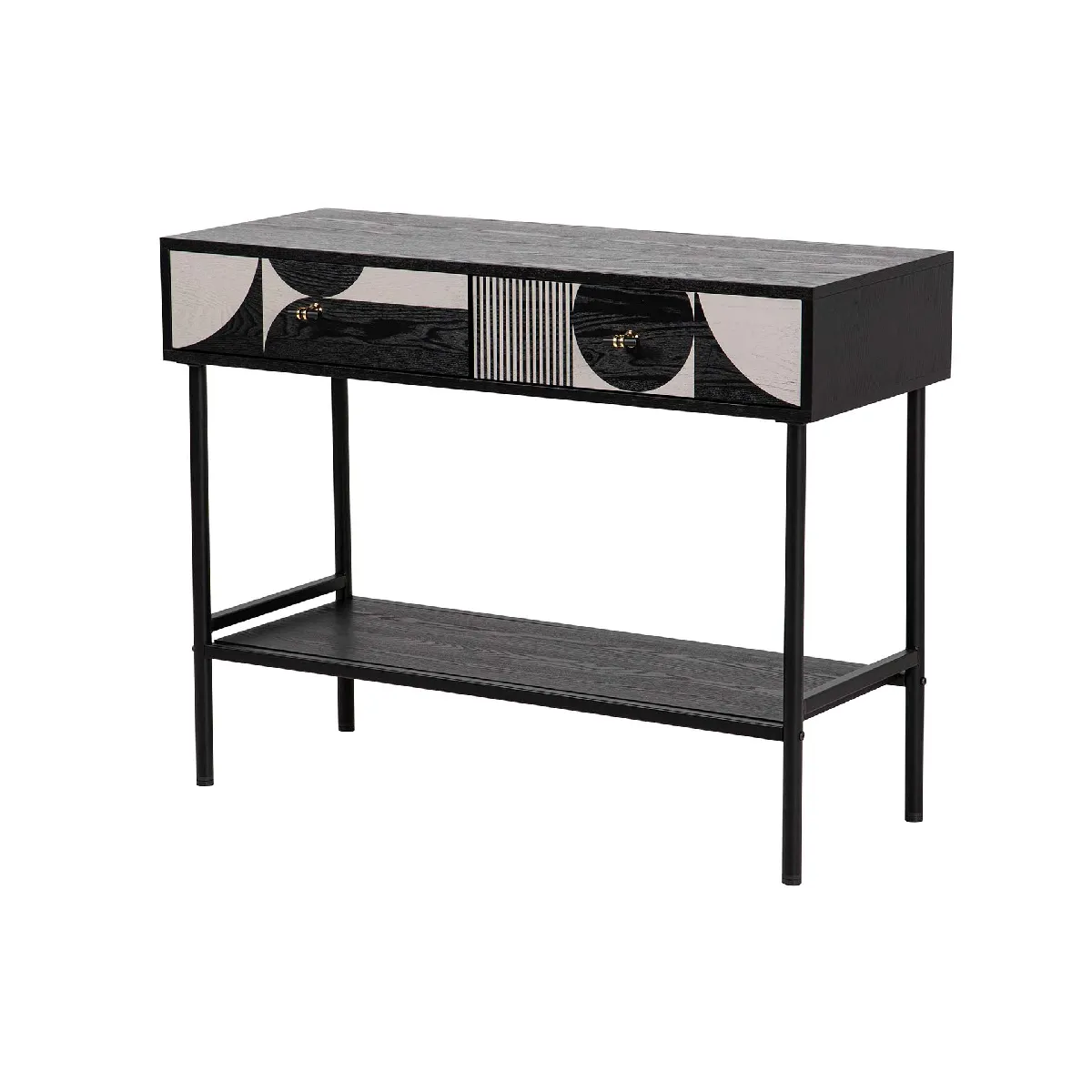Console en MDF noir et blanc métal - 100 x 40 x 77 cm