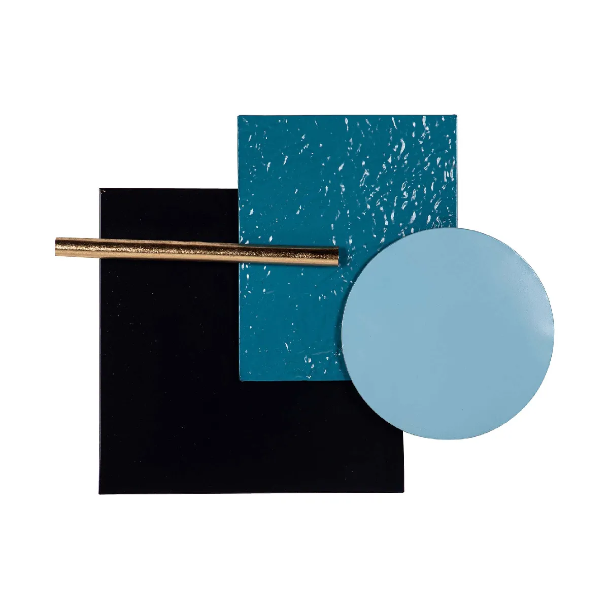 Décoration murale en métal bleu et noir 74 x 6 x 58 cm