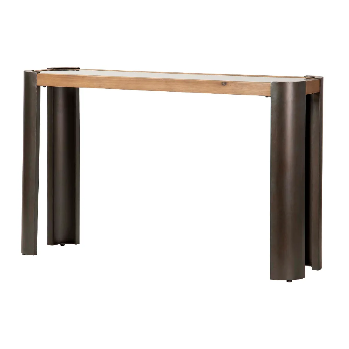 Console, bois, métal, marron, noir - 132 x 36 x 81 cm