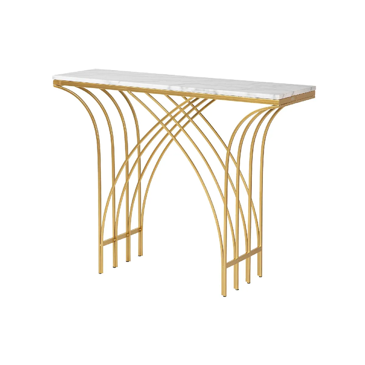 Console en métal et marbre blanc - 104 x 30 x 79 cm