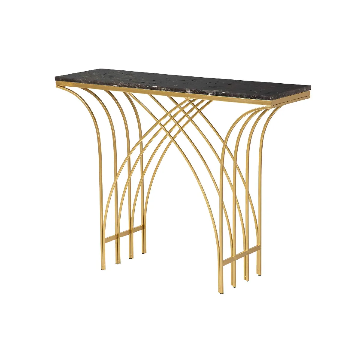 Console en métal et marbre noir - 104 x 30 x 79 cm