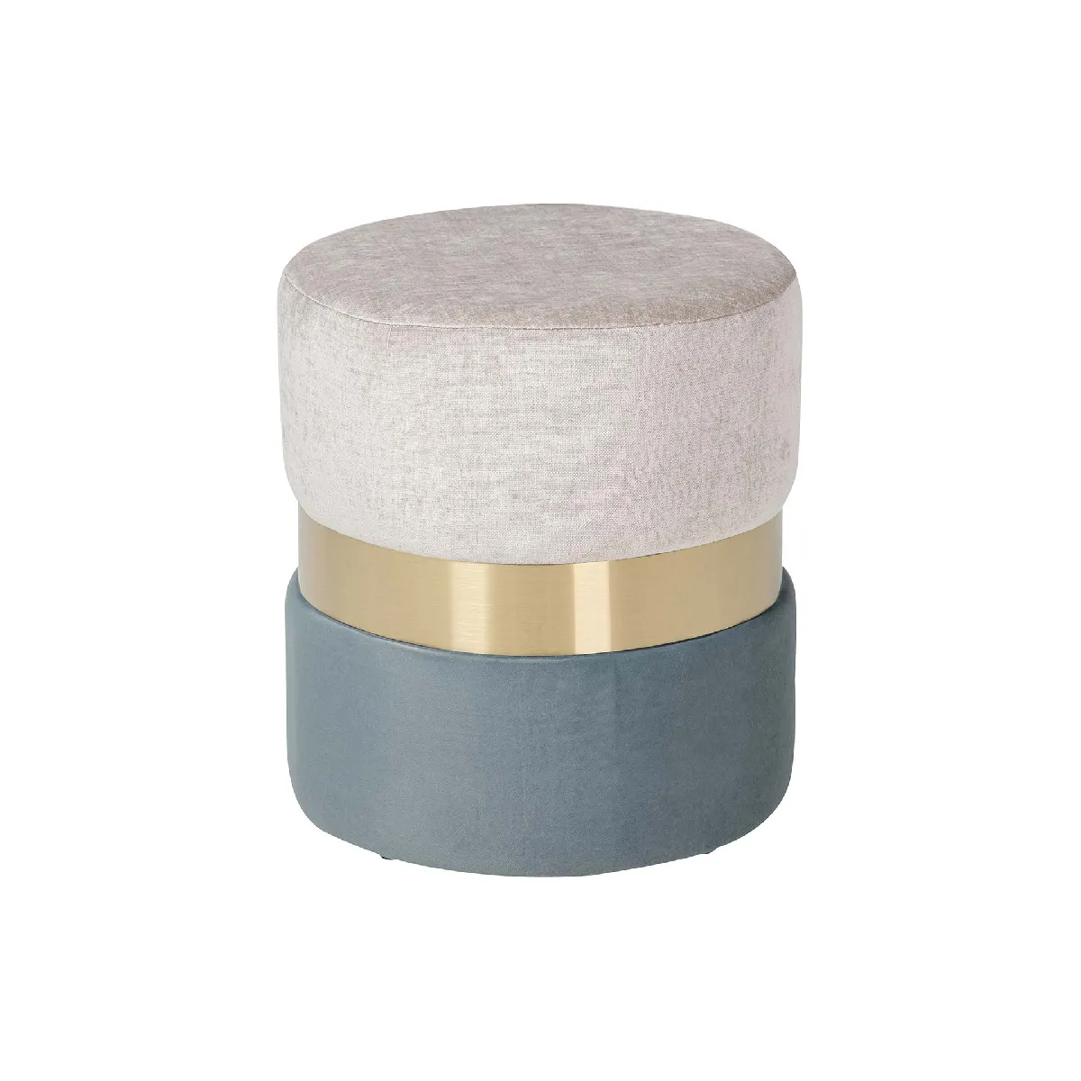 pouf en velours gris-bleu - 40 x 40 x 43 cm