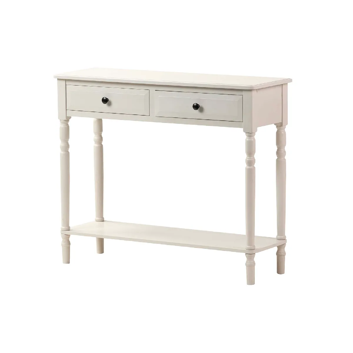 Console en MDF et pin, blanc et noir - 90 x 30 x 75 cm