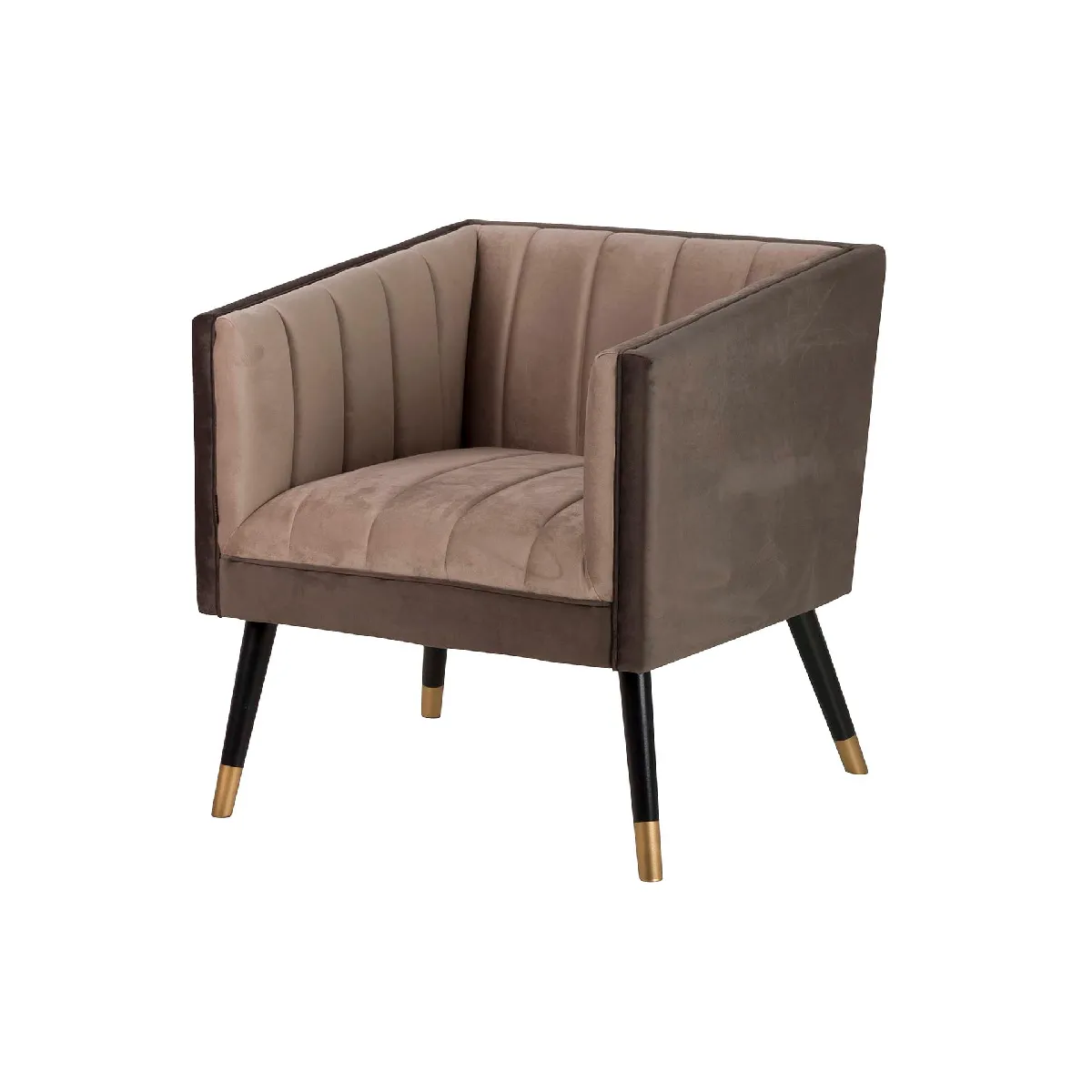 Fauteuil en velours marron - 70 x 70 x 74 cm