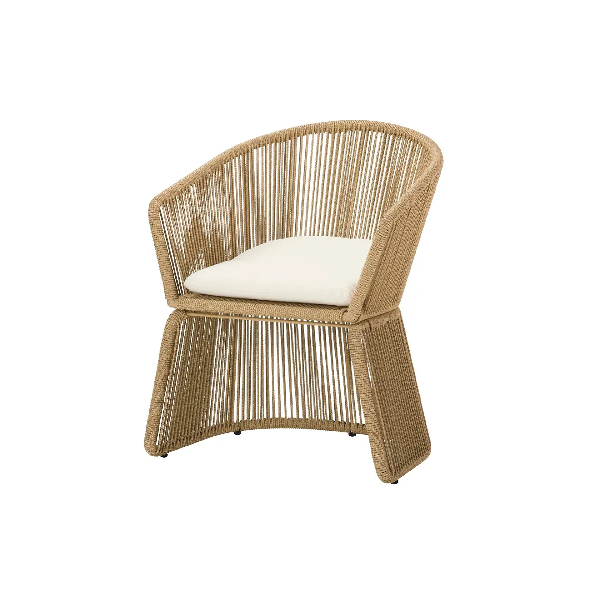 Fauteuil en rotin synthétique naturel - 59 x 68 x 83 cm