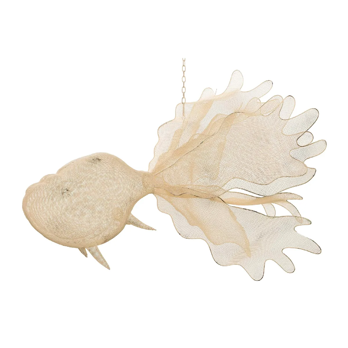 Figurine de poisson suspendue en métal blanc 98 x 77 x 62 cm
