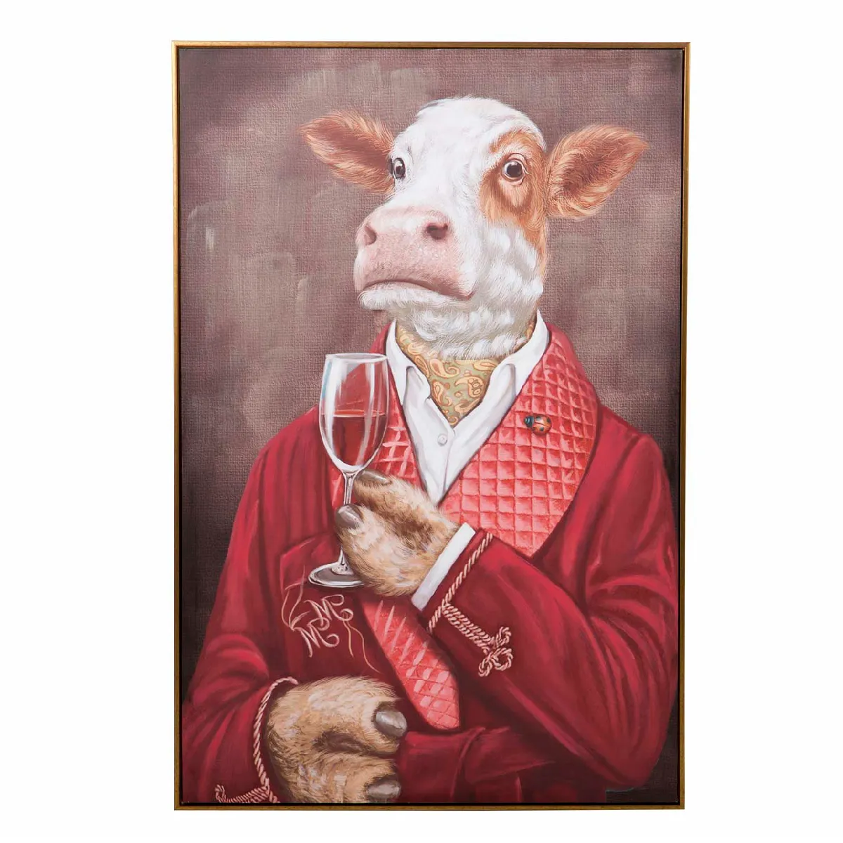 Tableau Cowman, peint à 80 % à la main, encadré 80 x 4 x 120 cm