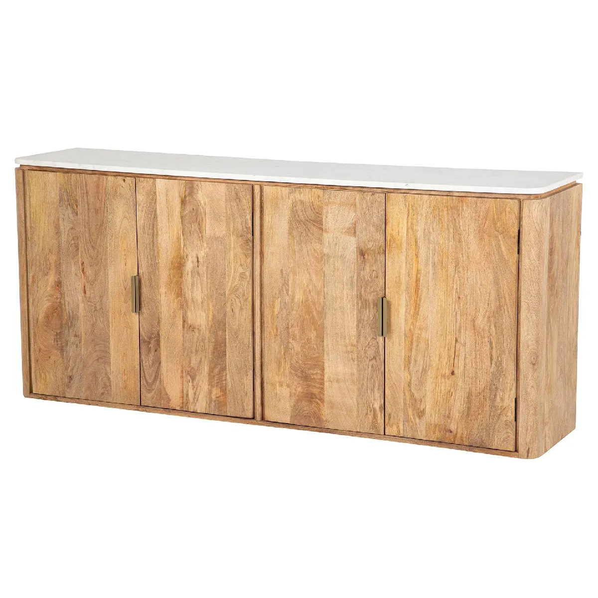 Buffet Felo en bois de manguier et marbre - 180 x 40 x 80 cm