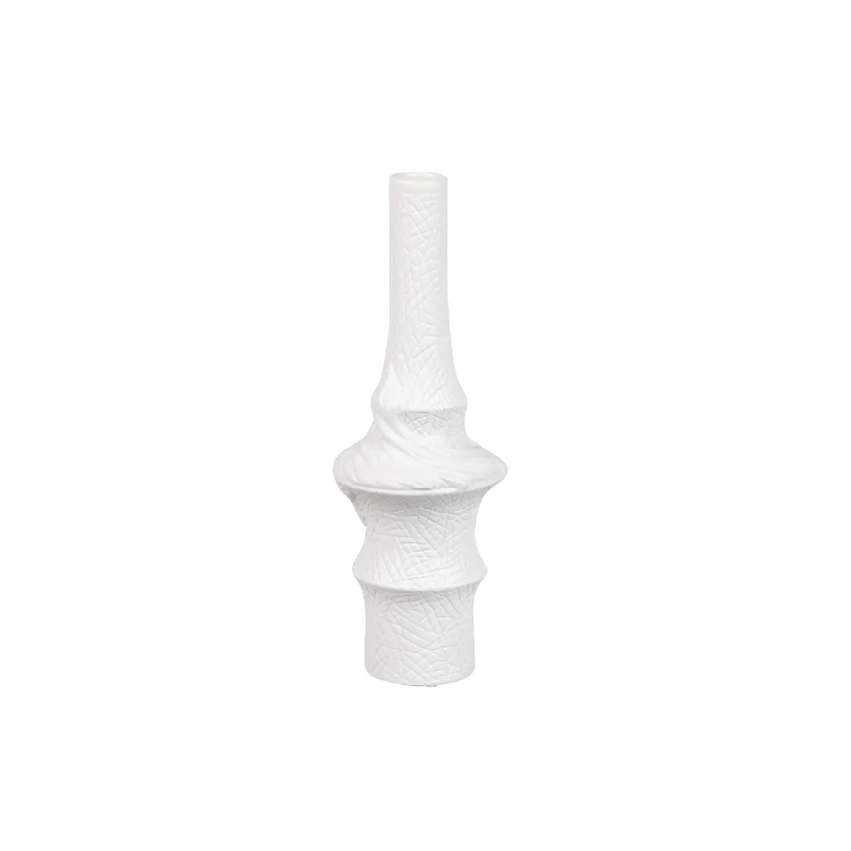 Vase en céramique blanche Ithaca 13 x 8 x 38 cm