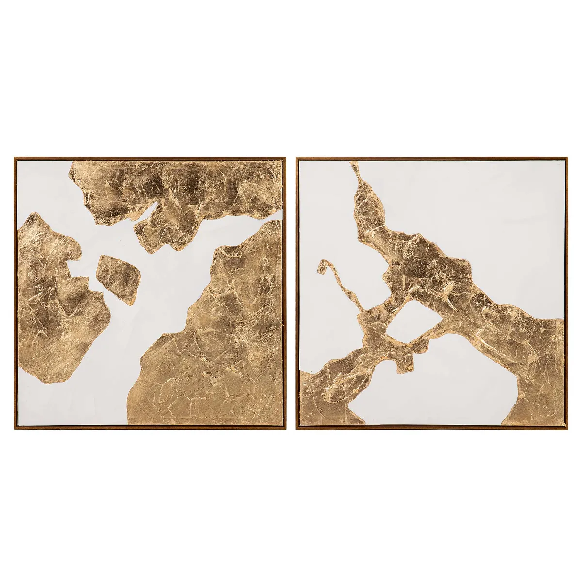 Ensemble de 2 tableaux, peints à la main à 80 % et métallisés 80 x 4 x 80 cm