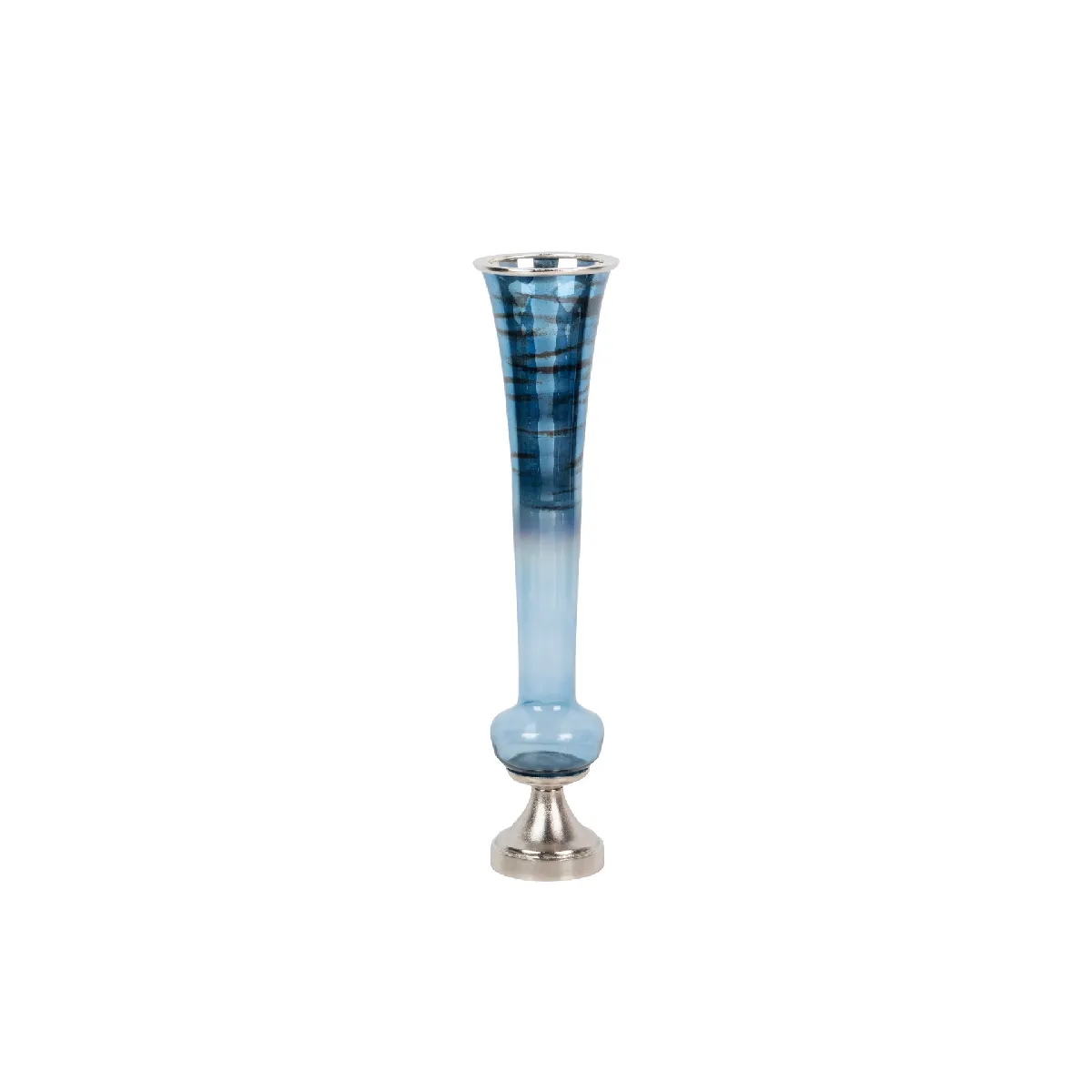 Vase en verre et aluminium nickelé 19 x 19 x 82 cm