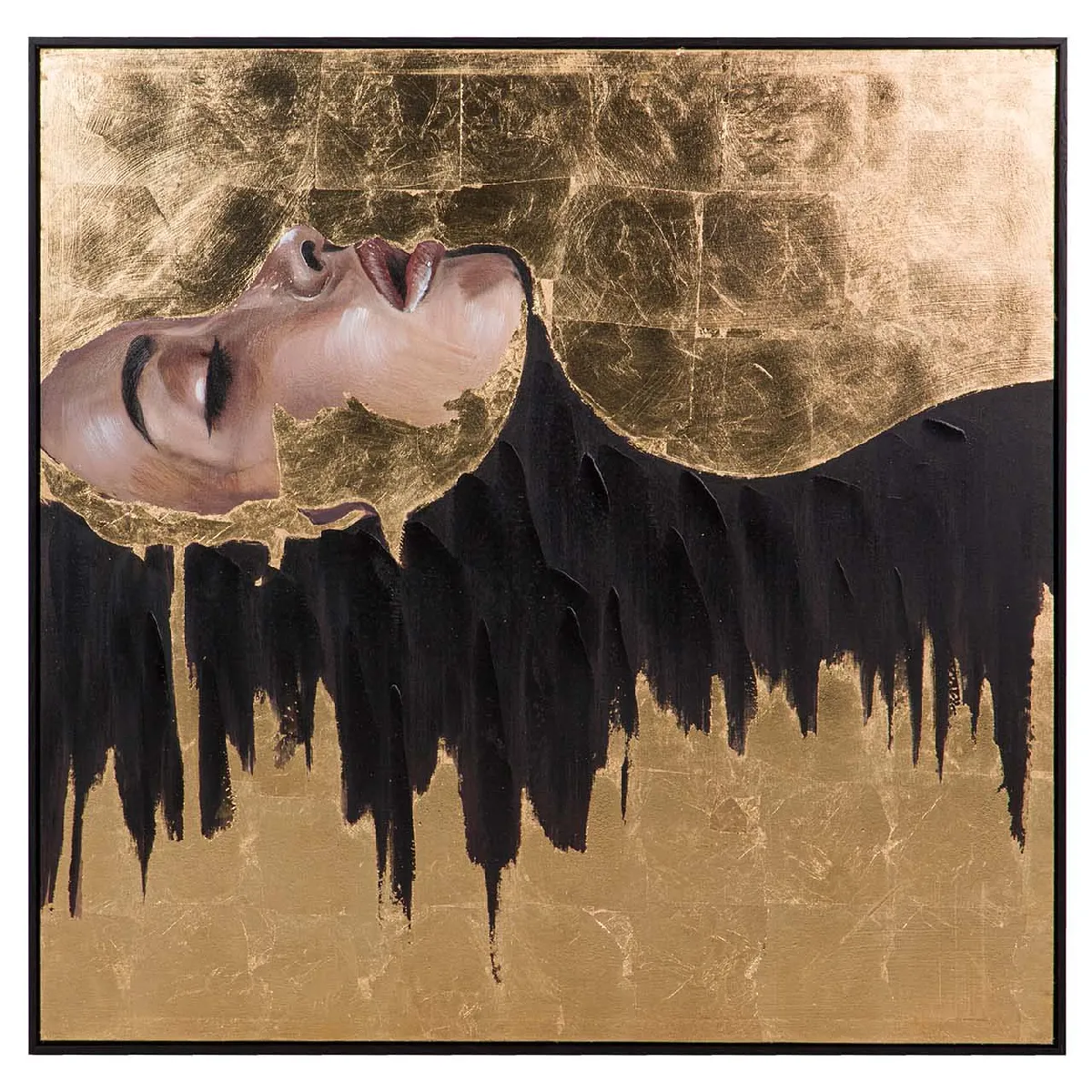 Peinture sur feuille d'aluminium représentant une femme 100 x 4 x 100 cm