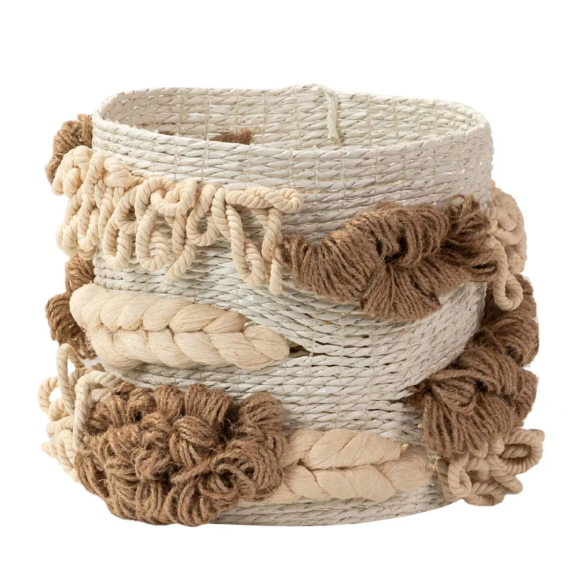 Panier en coton et algues naturelles 38 x 38 x 32 cm